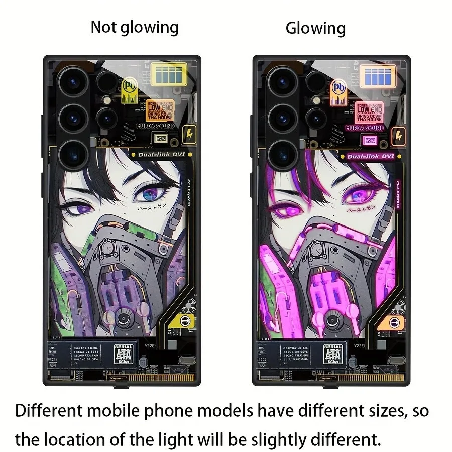 Etui na telefon z motywem anime, świecące, do Xiaomi 15T 14T 13T 12T Pro POCO F8 F7 Ultra F6 F5 M7 Pro, fajne, z podświetleniem LED, Funda Conque — zdjęcie produktu 3