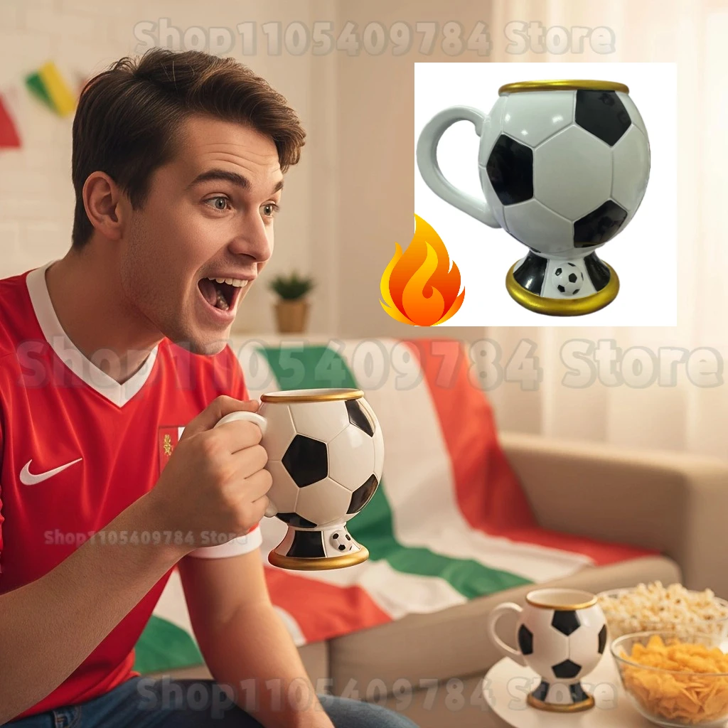 

2026 new Soccer Ball Trophy Mug Stainless Steel Lined Coffee Cup for Football Fans Gift