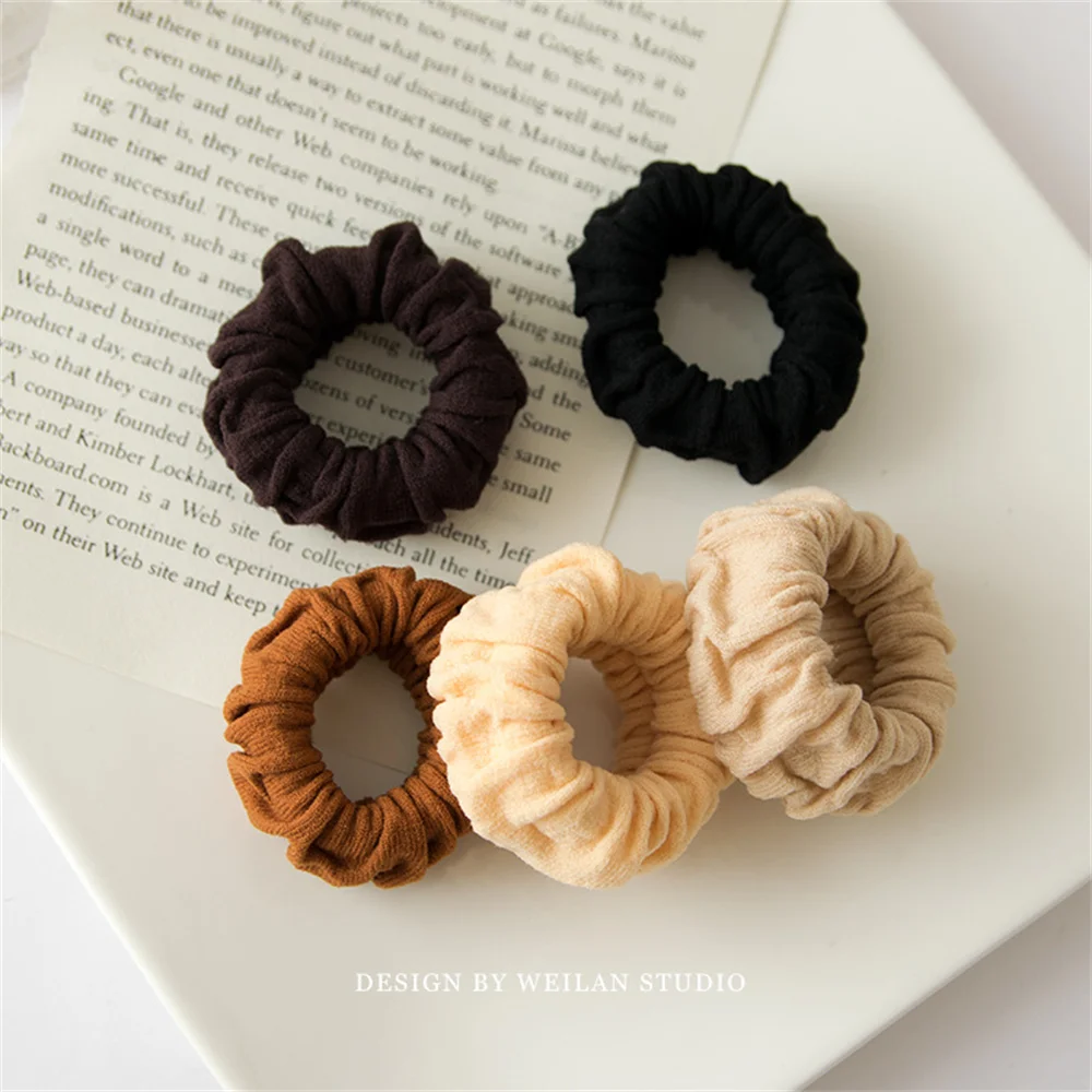 Women Girl Simple Solid Scrunchies Pleated Towel Ring Rubber Bands Lady Soft Elastic Hair Band Female Fashion Hair Accessories