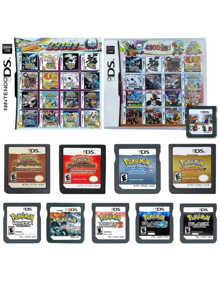4300/520/500/486/482 in 1 DS-Spielkassette Super Combo DS-Spielkarte Englische Version für DS Lite DSi 2DS 3DS SCHWARZ-WEIß 2