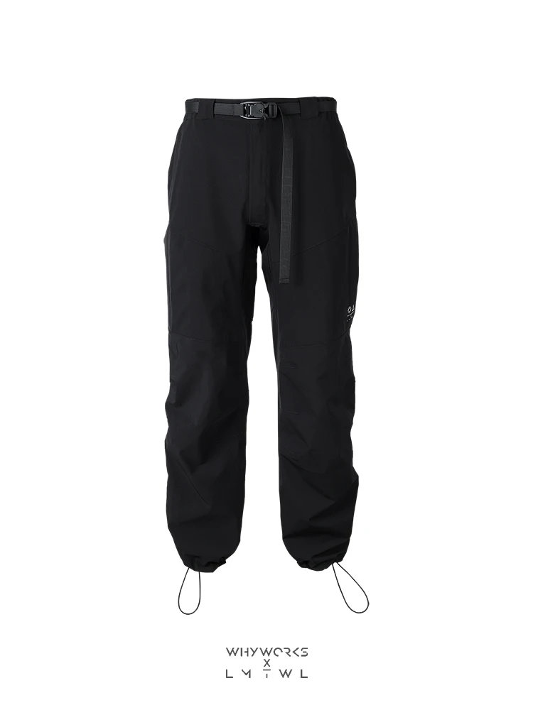 LMTWL X WHYWORKS URBAN OUTDOOR GORPCORE TECHWEAR WATERPROOF Laminating logo trousers cargo pants all black style trousers