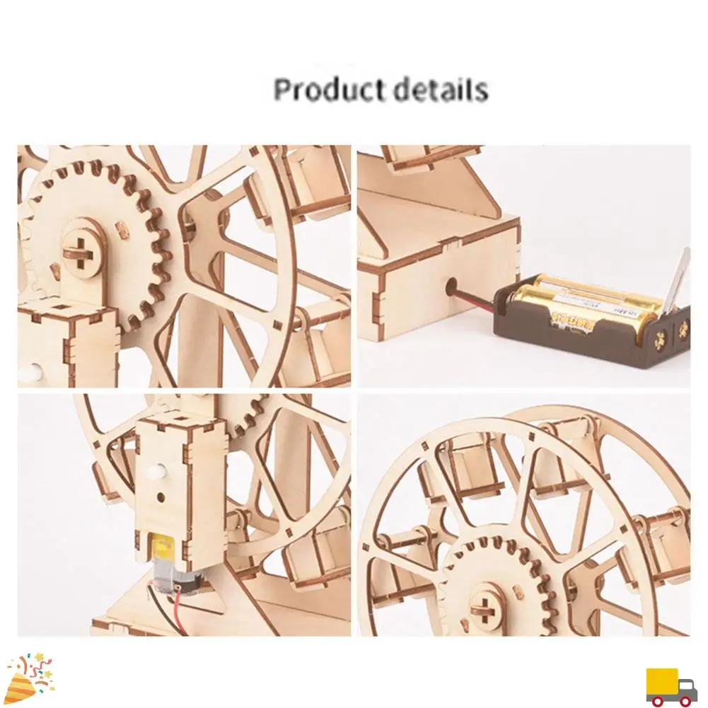 3D DIY elektryczne rzemiosło diabelski młyn gra logiczna drewniane modele zestawy do budowania nauka zabawki edukacyjne dla dzieci prezent