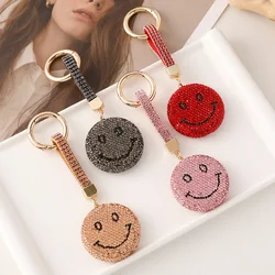 Korean Version of Cute Rhinestone Smile Keychains Happy Personality Car Keyrings Women Bag Charm Pendant Fashion Key Chain Rings