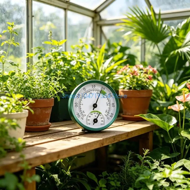 0XLD Mini Round Hygro Thermometers Auto Sensing Function Strong Aluminum Alloy Hygrometer Easy to Read for Indoor Outdoor