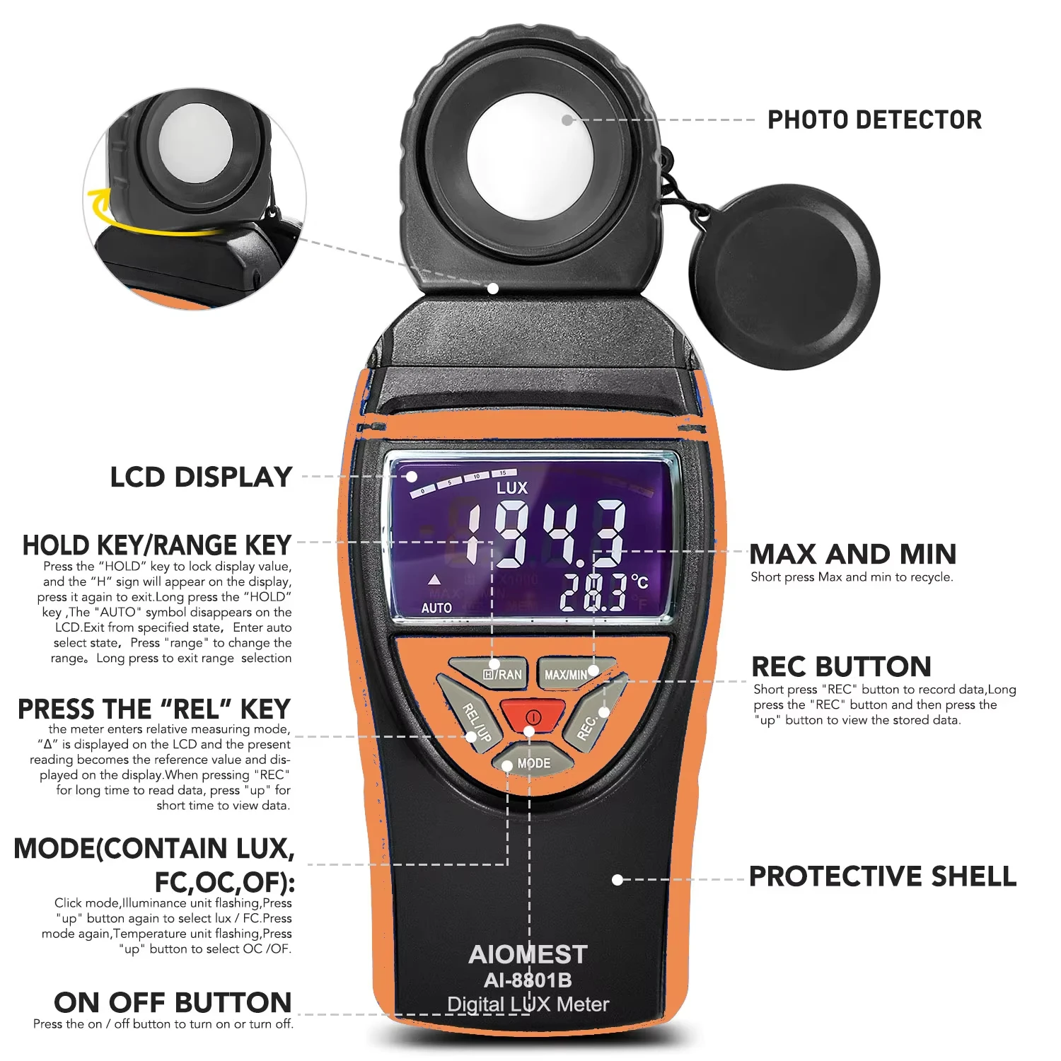 8801B Digital Lux Meter 0.1-40 - Plant Sensor ulasan dan harga