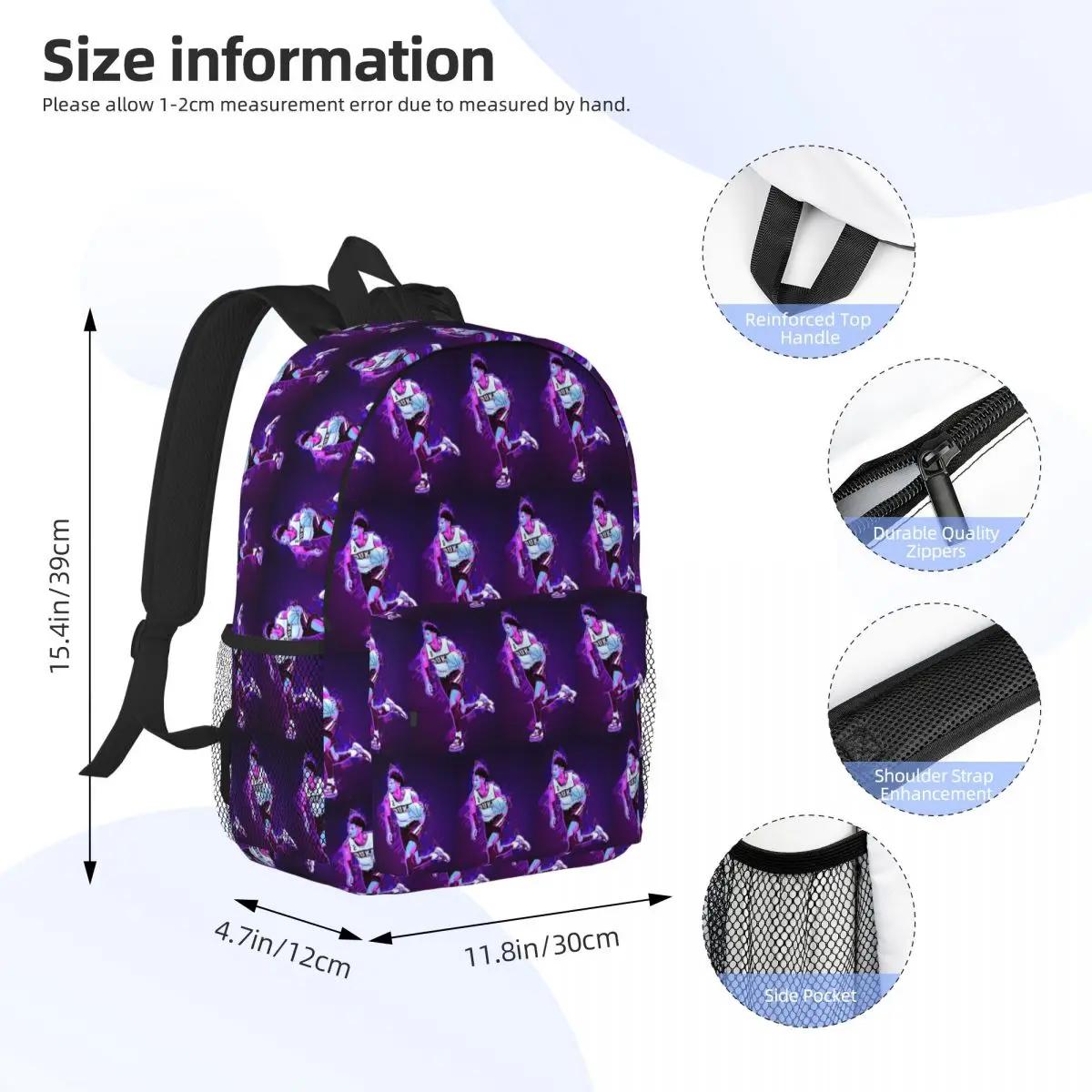 Anthony Edwards Backpack Student BookBag Children School Bag Computer Shoulder Bags for Boys Girls
