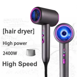 Secador de pelo profesional de alta potencia de 2400W, secador de pelo eléctrico de iones negativos de alta velocidad para el cuidado del cabello, herramientas de estilismo para salón