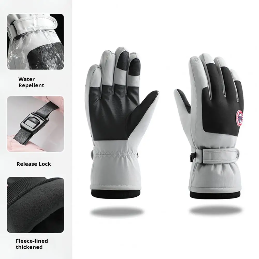 

Five Finger Gloves Waterproof Windproof Winter Cycling Gloves with Touch Screen Thick Warm Soft Anti-slip Palm for Outdoor