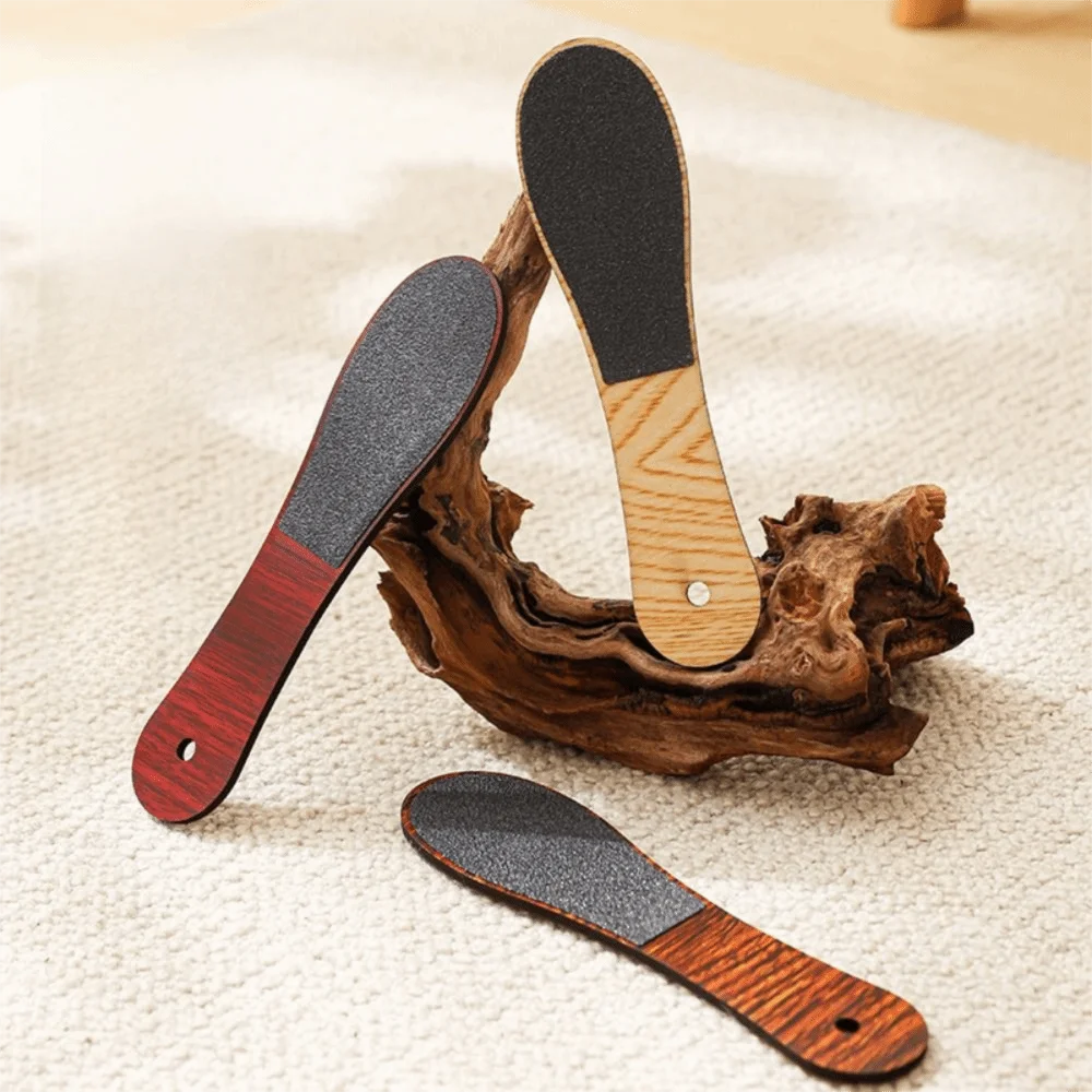 

10 шт. двухсторонняя деревянная пилка для ног с отверстием для подвешивания, нескользящая ручка, инструмент для педикюра омертвевшей кожи, удобная ручка для влажного и сухого использования