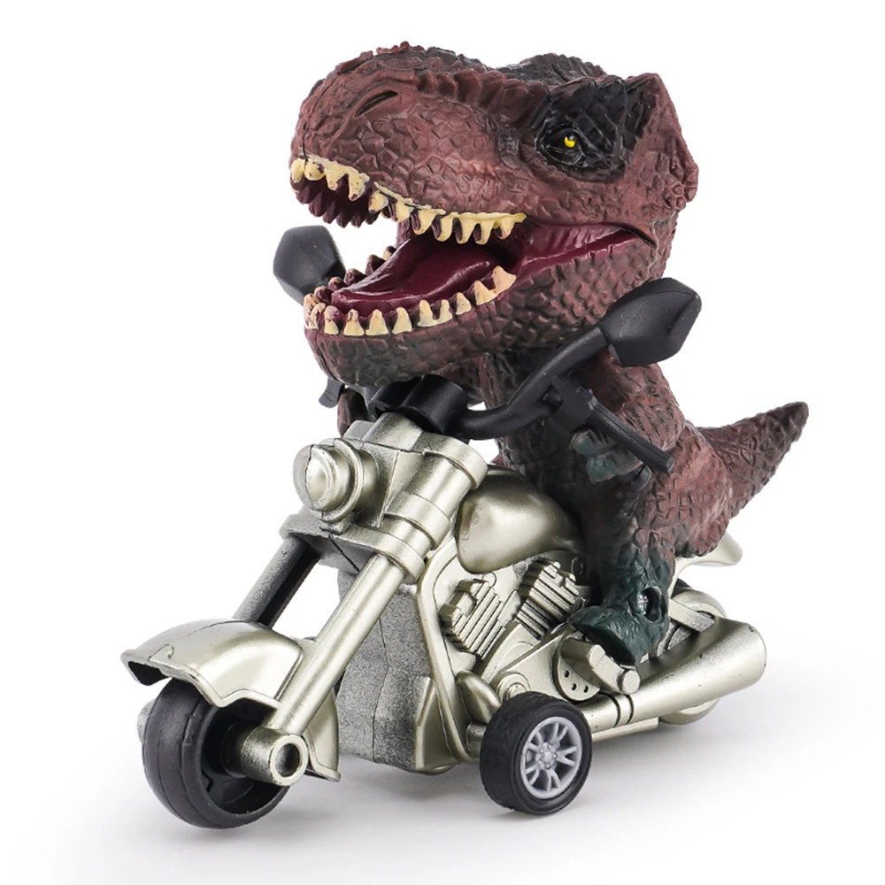 Dinosaur Modeling Pullback Motorcycle Simulation Locomotive Car Miniatures Item Animal Figurines Dinosaur Toys Childrens