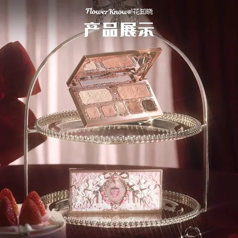 플라워 노우즈 딸기 큐피드 아이섀도우 블러쉬 하이라이터 파우더 멀티 기능 팔레트 100% 오리지널 플라워노우즈 메이크업 뷰티