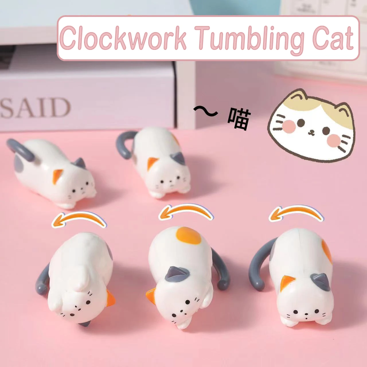 Cute Funny Clockwork Tumbling Cat Cartoon Simulation Animal Wind-up Kitten Toy giocattoli Puzzle di decompressione per bambini migliori regali