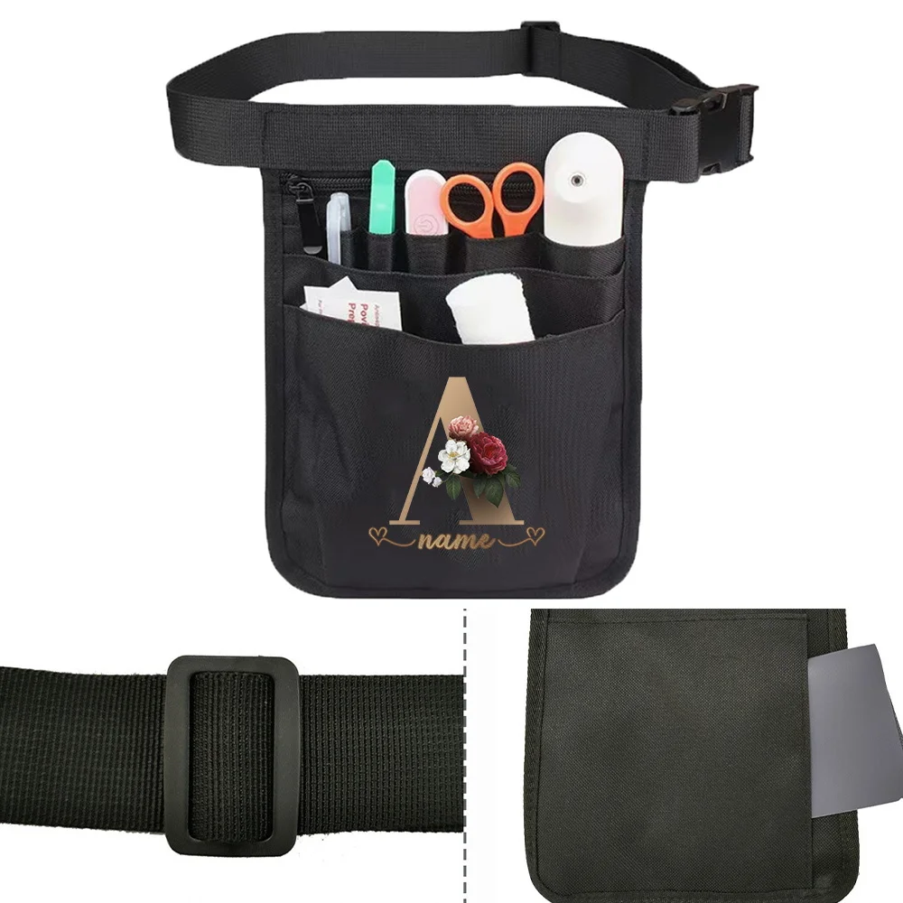 Customized Gold Letter Series Multi Functional Tool Waist Bag Nurse Medical Supplies Storage Nurse Bag