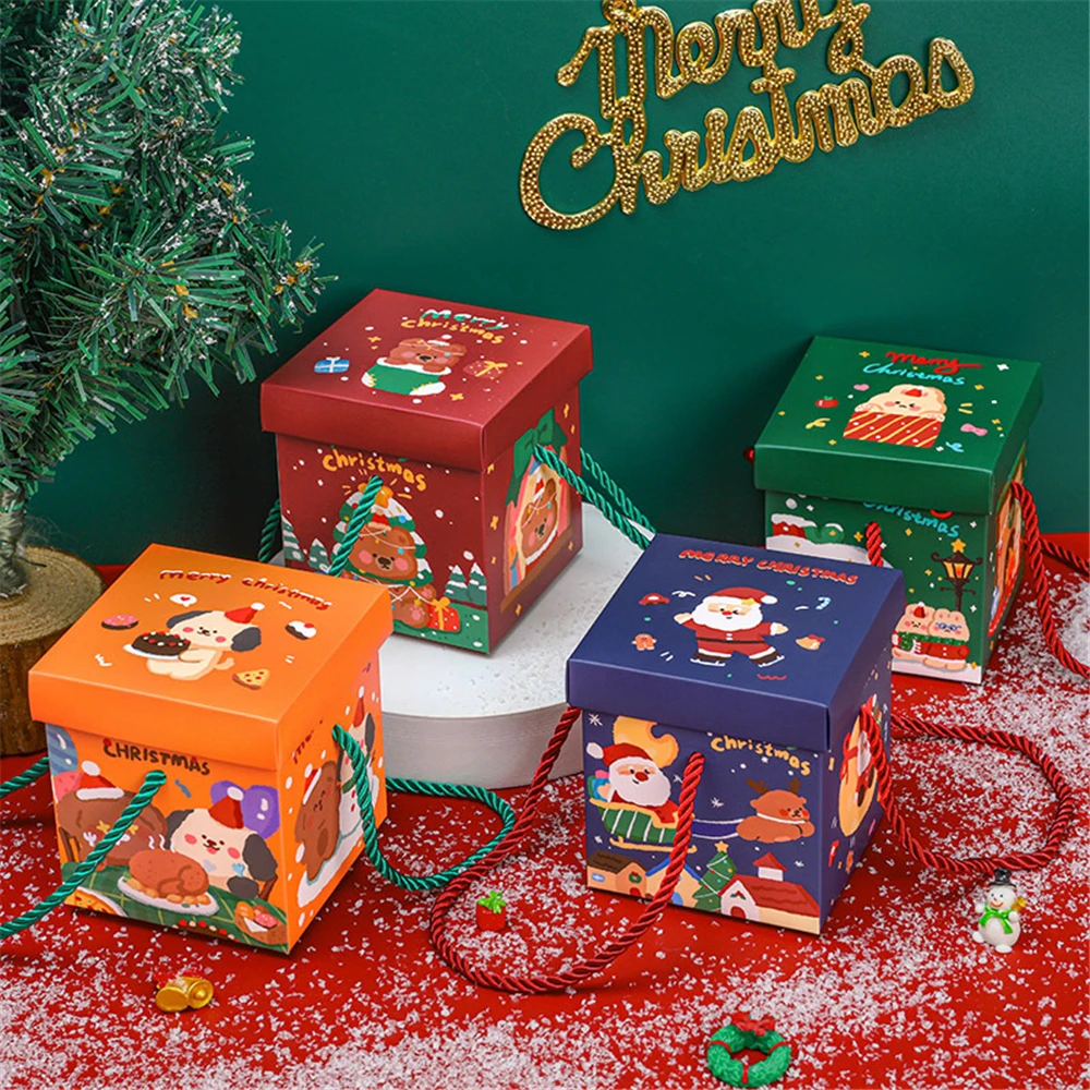 Christmas Apples Packaging Box Christmas Eve Gift Box Candy Box Creative Hexagonal Box With Portable Rope Party Decoration