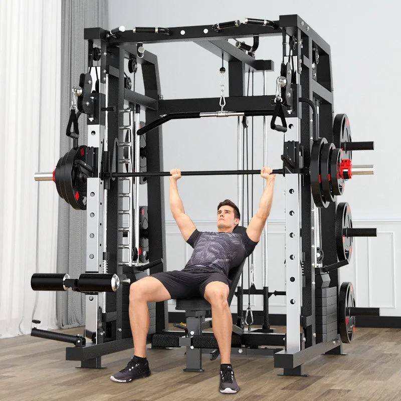 Commercial Smith Machine Set With 130kg Counterweights+100kg Weight Plates+Bench Free Shipping Door To Door Seller Pay Tax