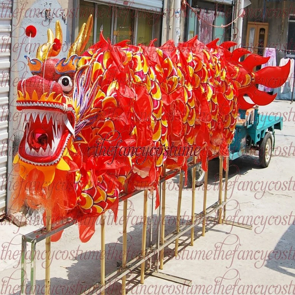 18m CHINESE Spring Day Party Decoration National Culture DRAGON DANCE Silk Folk Festival Celebration Mascot Costume Stage Props