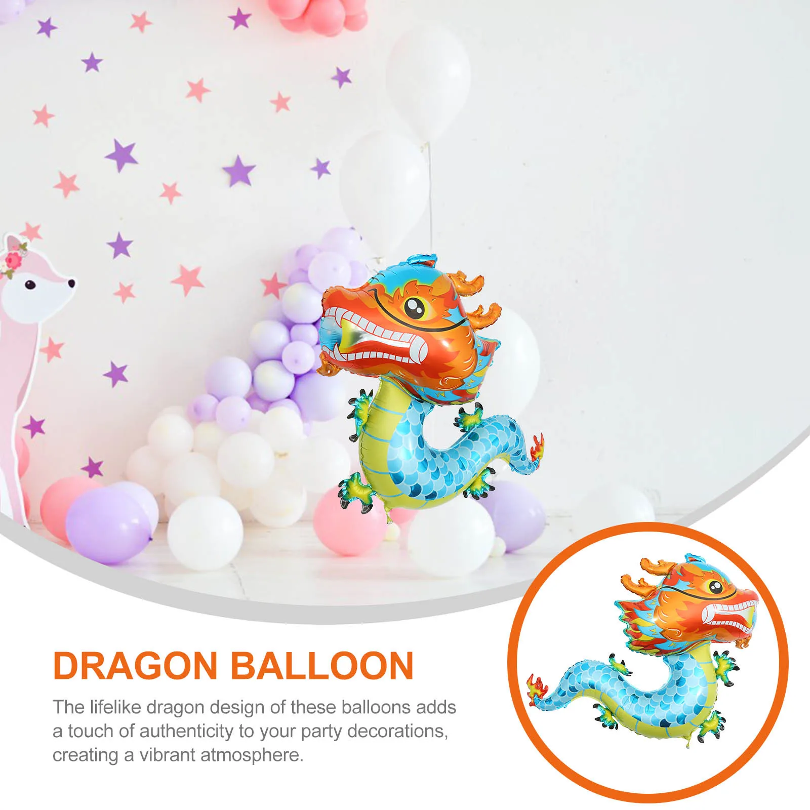 

5pcs Chinese Dragon Balloon Foil 2024 Year Of Dragon Balloon For New Year Party Spring Festival Decor Birthday Celebration Event