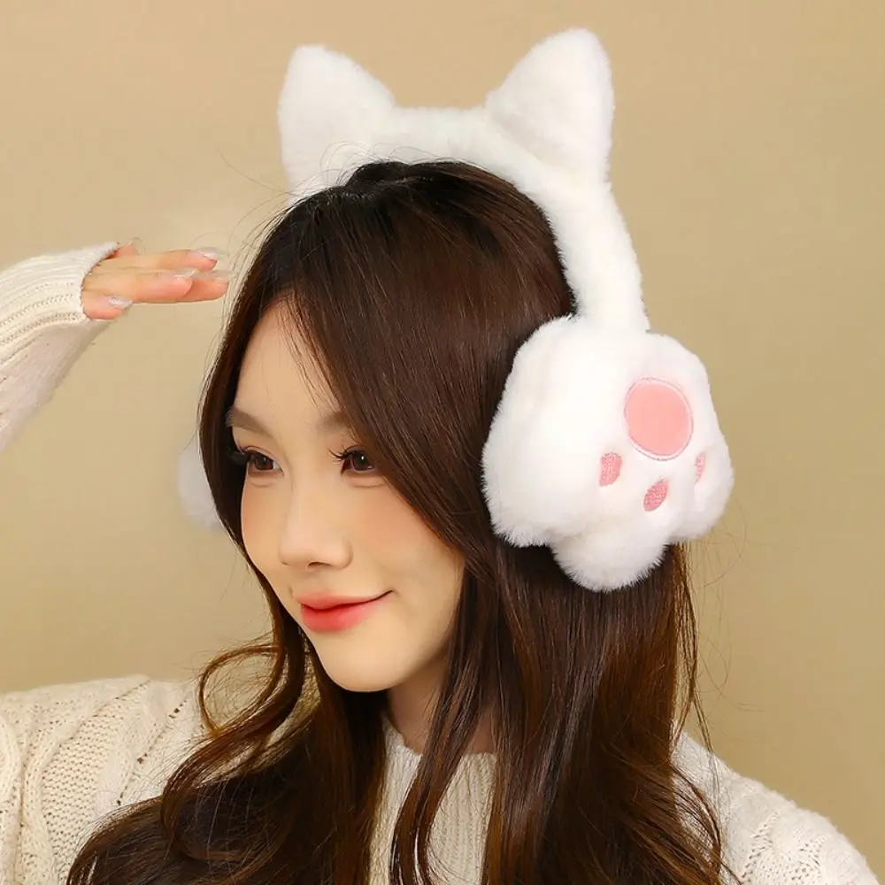 Soft Earcap Cat Plush Earmuffs Cat's Paw อุ่นน่ารักฝาครอบหูป้องกันความเย็น Anti-Wind หูอุ่นหญิง