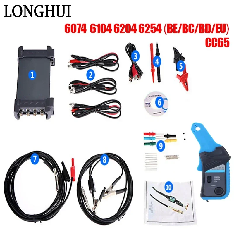 

6074BE 6074BC 6074BD 6074EU Car Virtual Oscilloscopes Portable Digital Storage Oscilloscopes Tools PC USB 4 Channels 70MHz WIN10