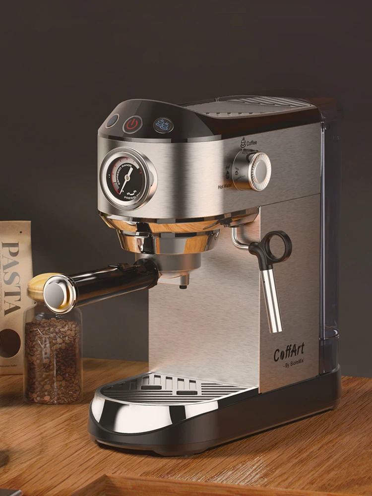 BioloMix Stainless Steel 20 Bar Semi Automatic Powder Coffee Machine,with Milk Steam Frother Wand, for Espresso, Cappuccino