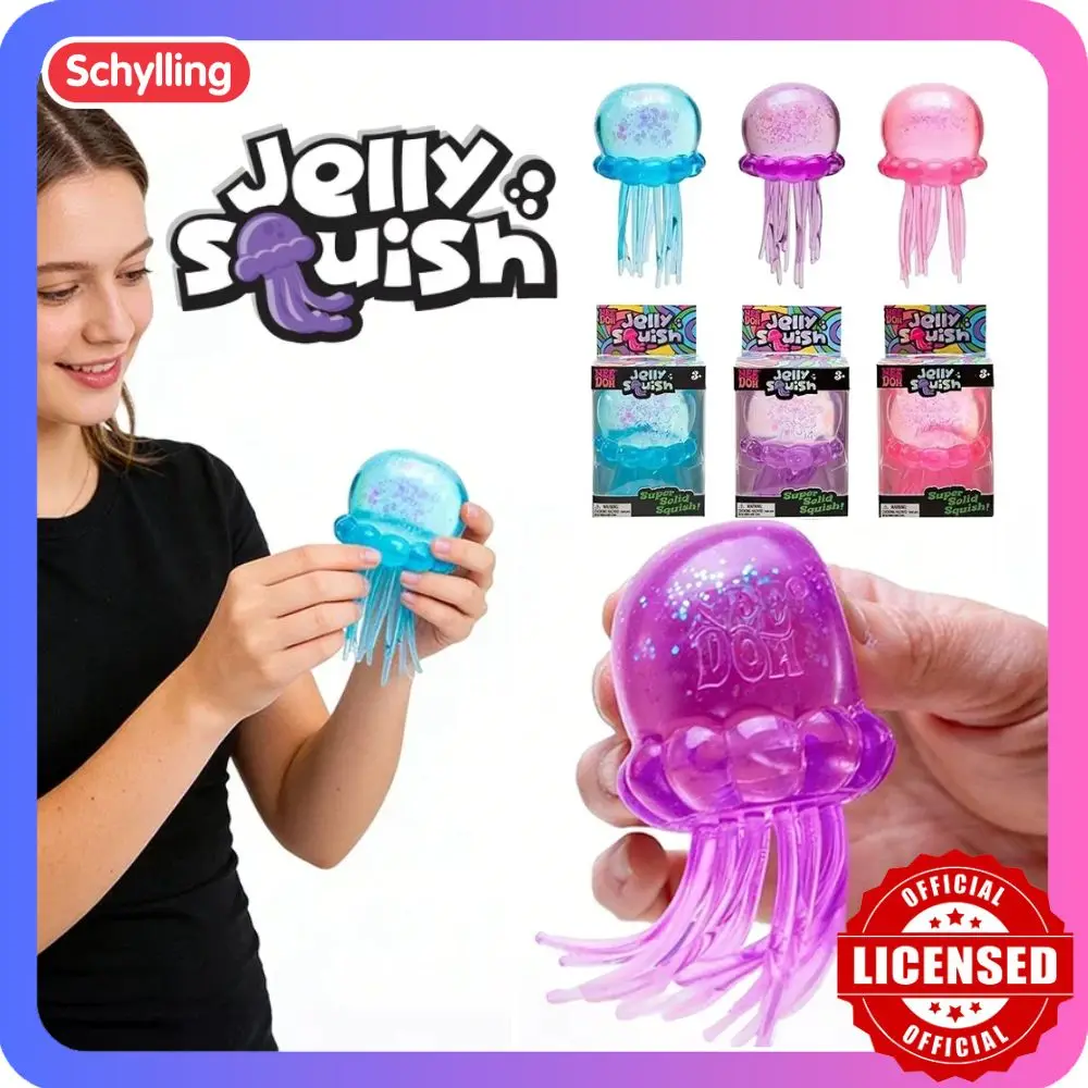 Needoh Fuzz Ball Jellyfish Squishy Blind Box, Juguete Sensorial Suave Antiestrés de Colores Aleatorios, Lindo y Relajante para Apretar