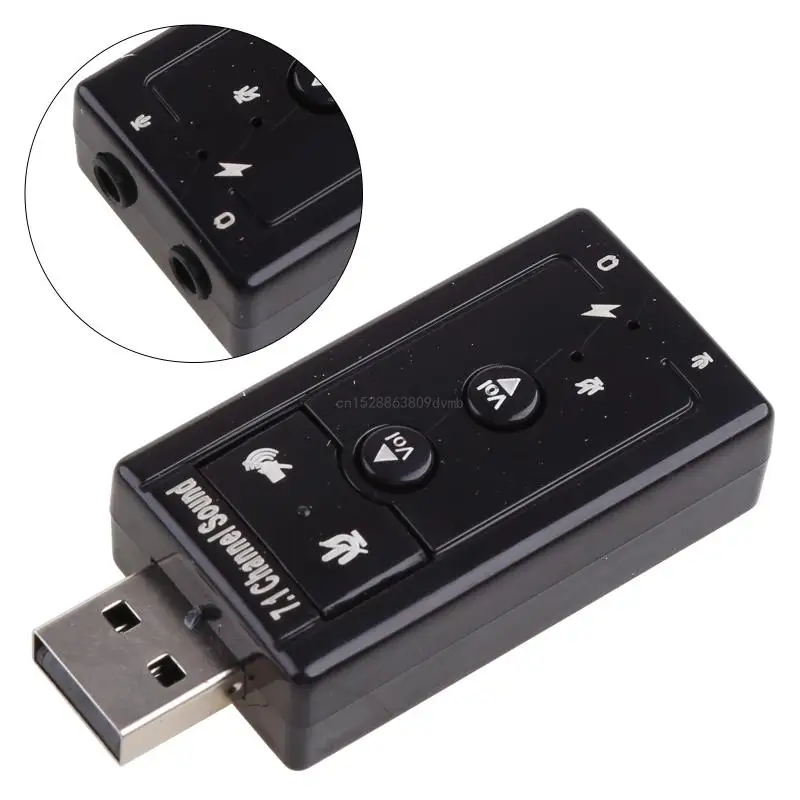 External USB Sound Card Virtual 7.1 Channel 3D Adapter Gaming Headsets Earphones Replacement for Desktop Notebook