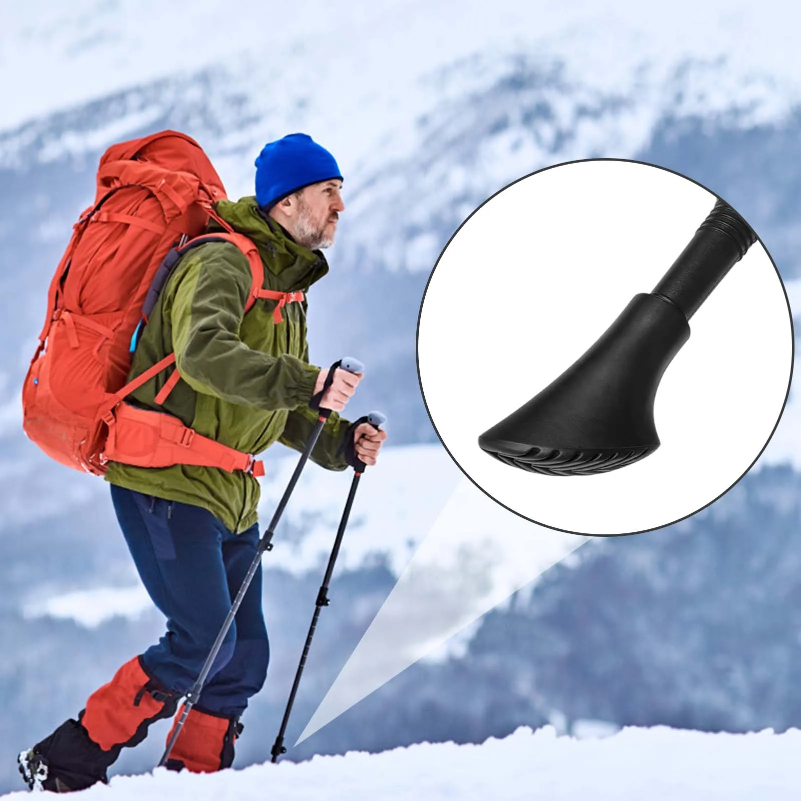 

Trekking Pole Foot Cover Sheep Hoof Shaped Anti Slip Hiking Pole Foot Pad Winter Outdoor Hiking Climbing Skiing Cane Accessories