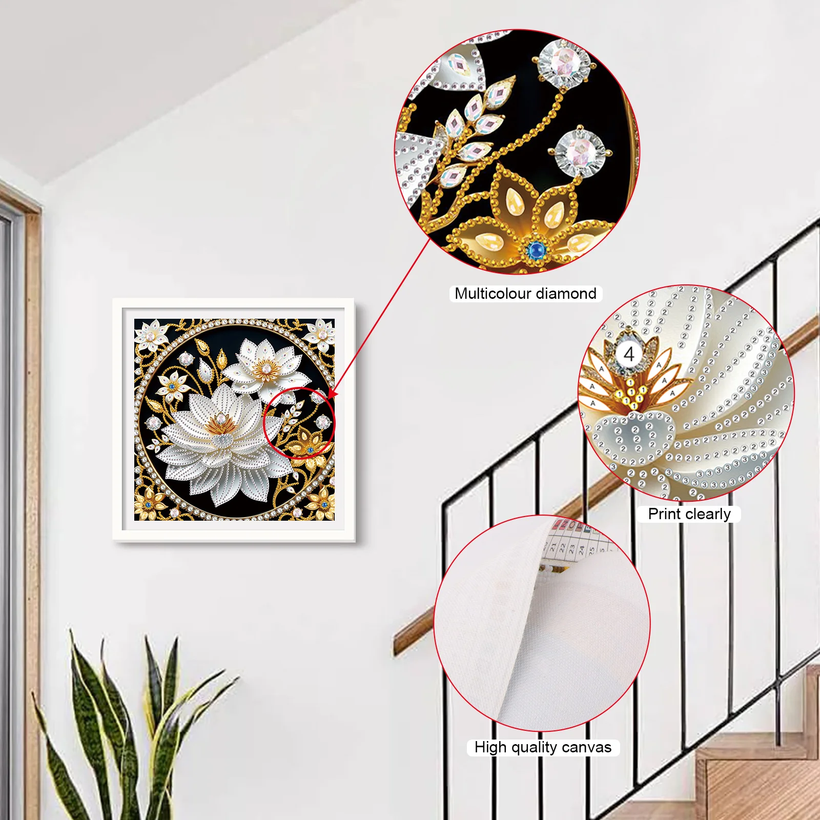 Lotus Special Shape Diamond Art Painting Kit for Adult Beginner,Crystal Diamond Special Shape Kit for Home Wall Decoration Gift view 4