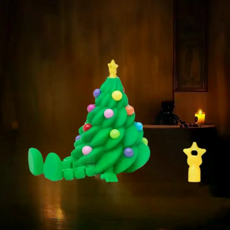 3D Printed Christmas Cute Desktop Ornaments Christmas Trees With Colorful Joints And Movable Shapes Christmas Gift Decorations