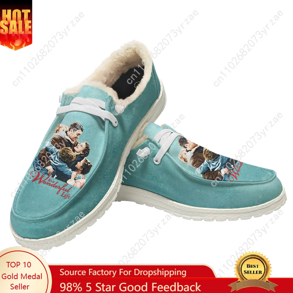

It's a Wonderful Life Plush Flat Shoe Men Women Teenager Warm Shoe Indoor Outdoor High Quality Lightweight Shoes Custom Footwear
