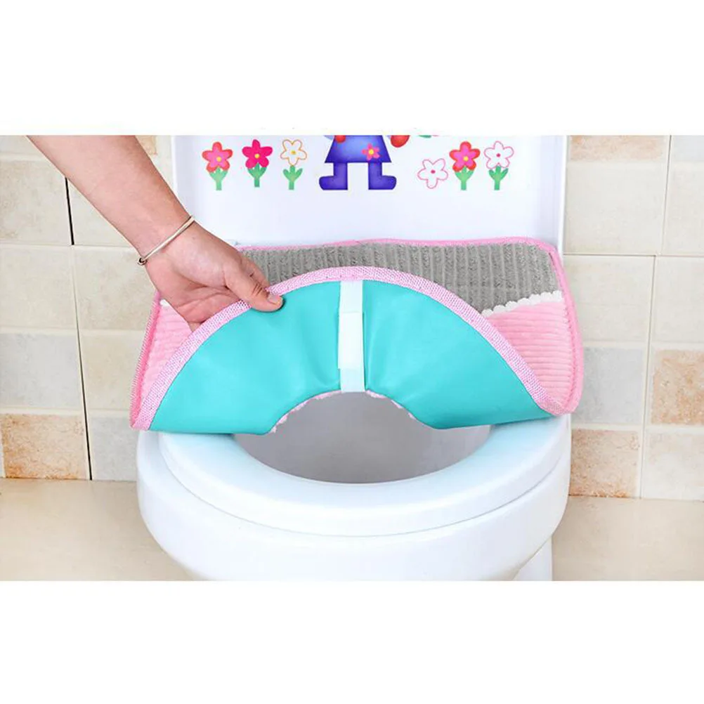 

Теплый вельветовый чехол на сиденье унитаза, розовая утолщенная подушка, зимний домашний декор для ванной комнаты, эластичная посадка для большинства сидений, сиденье для унитаза