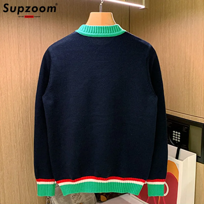 Supzoom New Arrival Top Fashion O-neck Pullovers Appliques Brand Clothing Embroidered Net Red Warm Casual Knitted Men Sweater