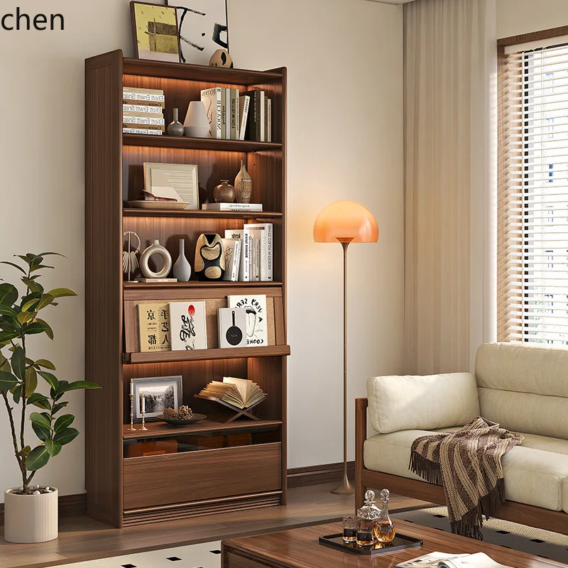 HT New Chinese Style Solid Wood Cabinet Bookshelf Free Combination Full Wall Display with Glass Door Floor-standing - view 2
