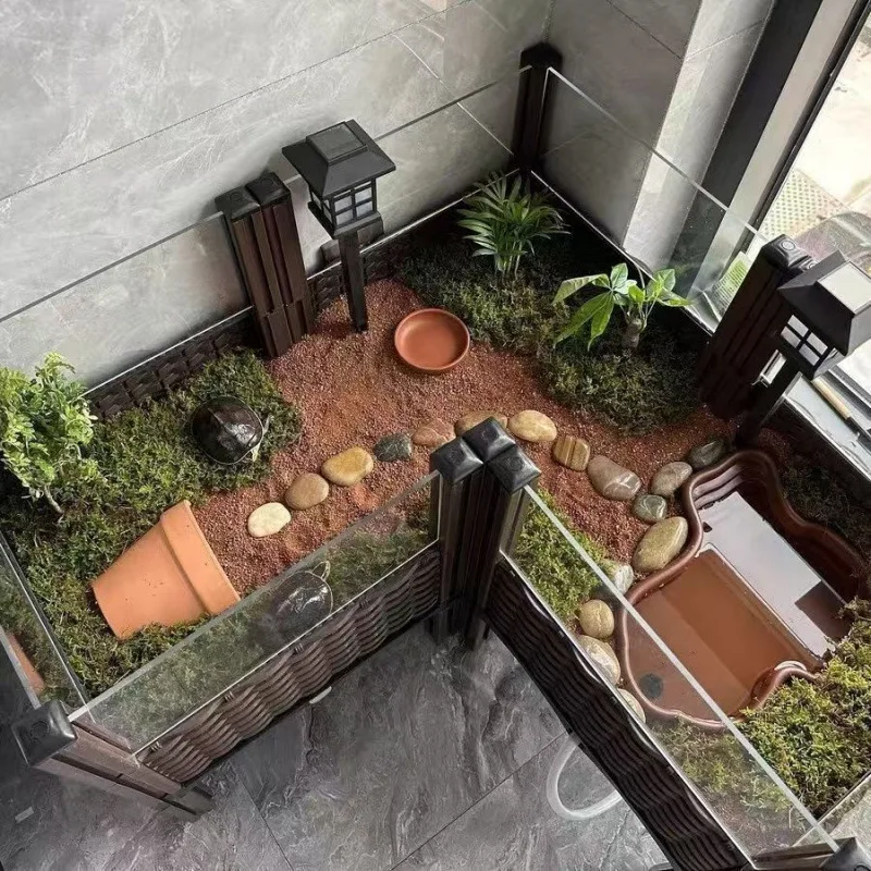 

Landscape amphibious indoor ecological tank breeding box amphibious turtle tank household outdoor yellow edge turtle box turtle