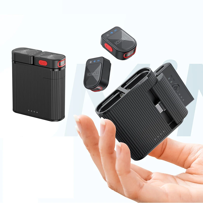 Mini Portable One Tow Two Noise Reduction Wireless Magnetic Microphone 100m Remote Pickup Collar Microphone