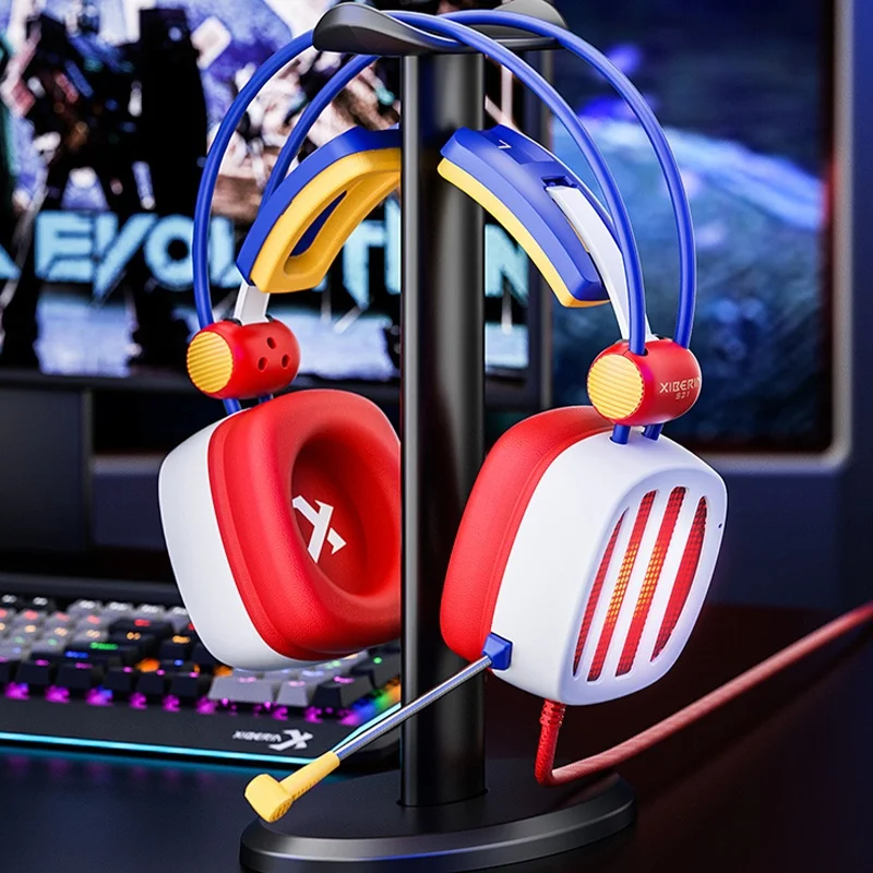 Xiberia-auriculares S21 para videojuegos, cascos por encima de la oreja con cable y micrófono, reducción de ruido, USB, Csgo Fps, regalo