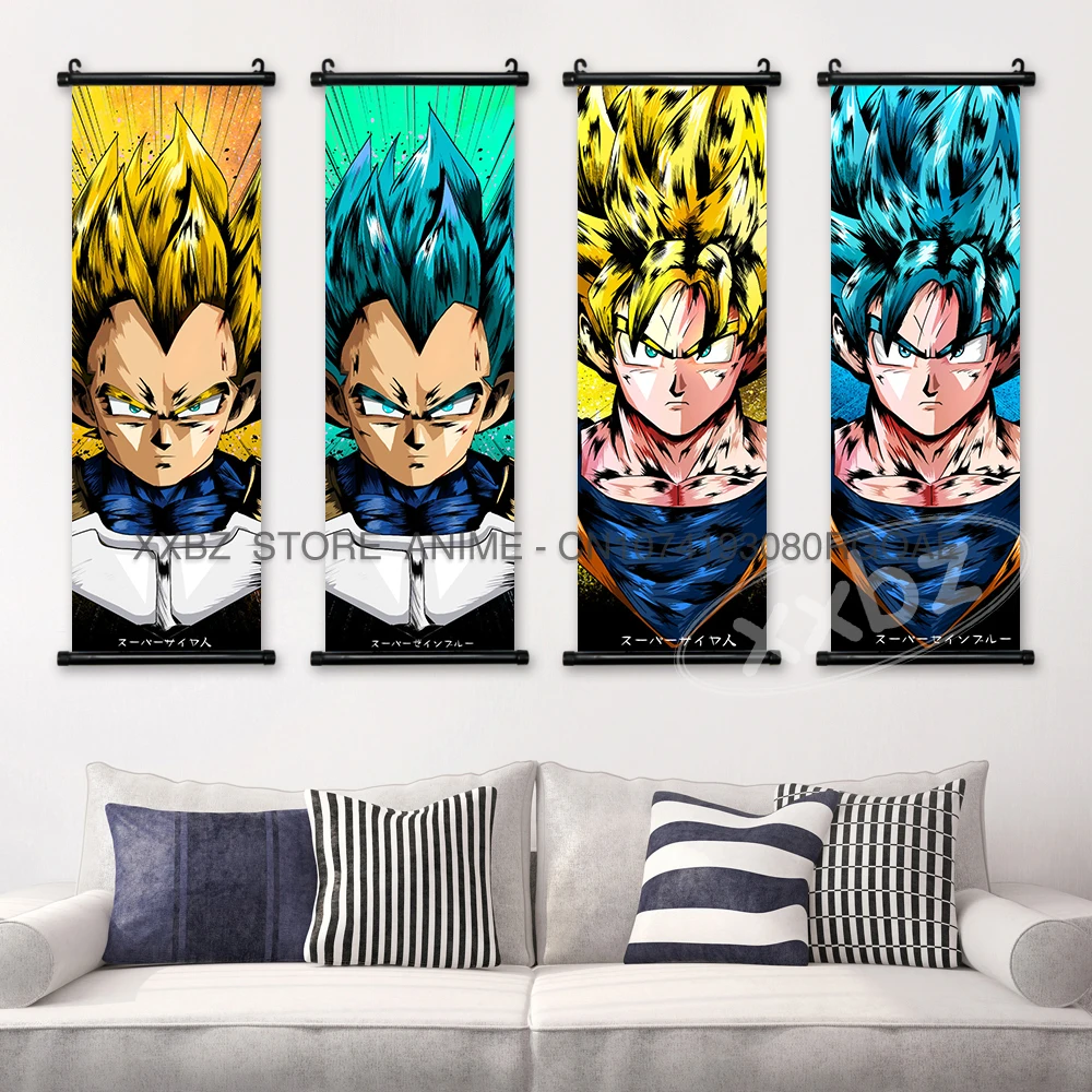 Dragon Ball Scrolls Pictures Goku Wall Artwork Vegeta Canvas Mural Saiyan Hanging Painting Kakarot Anime Poster Home Decoration