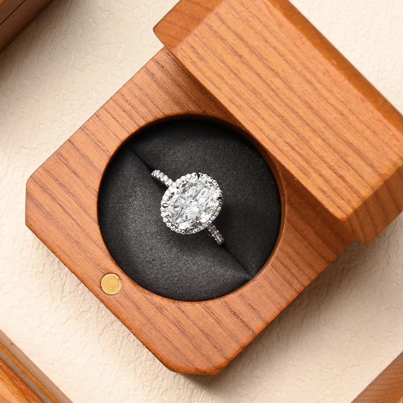 MISHITU Wedding Wooden Ring Box Jewelry Organizer Box for Wedding Engagement Jewelry Ring Storage Box for Women Gift Jewelry Box