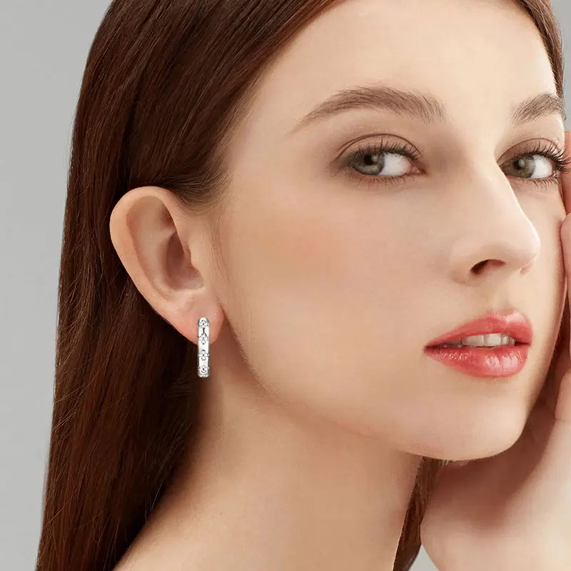 2026 Ehhai Voll 1mm VVS1 D-Farbe Rundschliff Moissanit Creolen für Damen S925 Sterling Silber Edelschmuck Geschenke Ohrringe – Detail 14