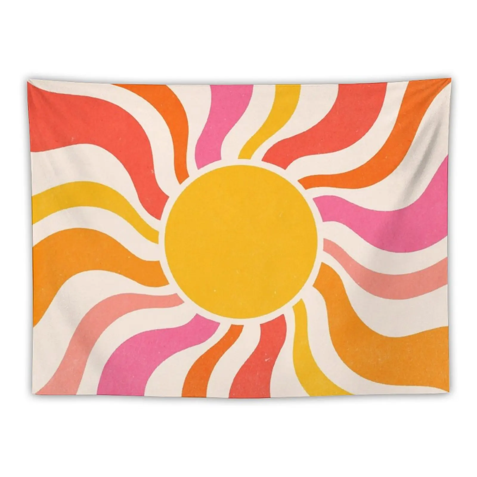 New Sun Retro 70s Colorful Orange Pink Sunrays Tapestry Decoration For Home Room Decorating Aesthetic Wall Mural Bedroom Deco