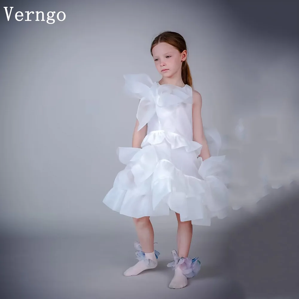 

Платье Verngo из органзы цвета слоновой кости с плиссировкой и мини-цветами, многоярусное, А-силуэта, для девочек, без рукавов, для выпускного вечера, для детских праздников, для торжественных мероприятий, на заказ