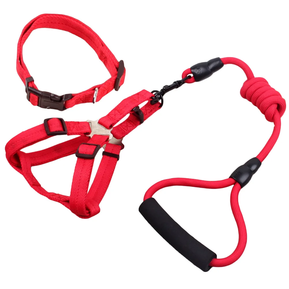 

3pcs Pet Harness Leash Set 6Mm*120Cm For Small Medium Dogs Durable Strong Clasp Comfortable Handle Dog Walking Running Kit