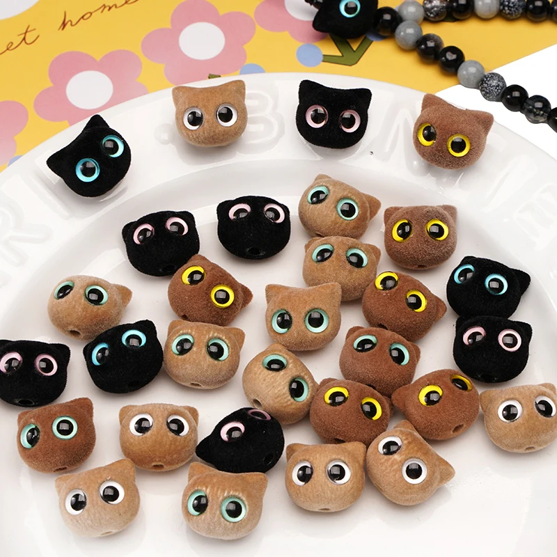 19x17mm 1 teil/beutel Nette Perlen Katze Eule Perlen Harz Cartoon Lose Spacer Perlen für Schmuck Machen DIY Anhänger Zubehör