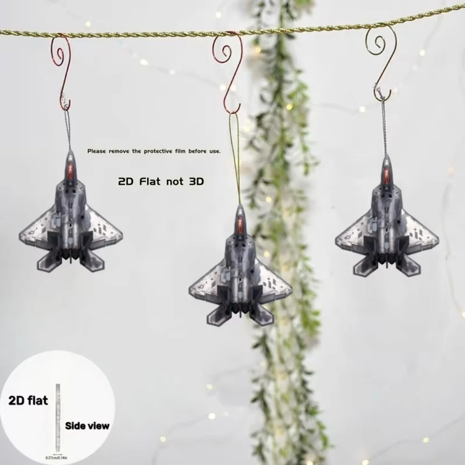 F35 5th Generation Fighter Jet Keychain 2D Acrylic Backpack Bag Ornament Car Rearview Mirror Decor Creative Interior Accessories