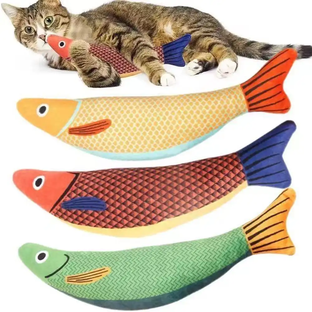 Cat Toy Catnip 3D Simulation Fish Goldfish Kitten Toys Pillowfish Interactive Sounding Cat Chew Bite Plush Toys Cat Supplies