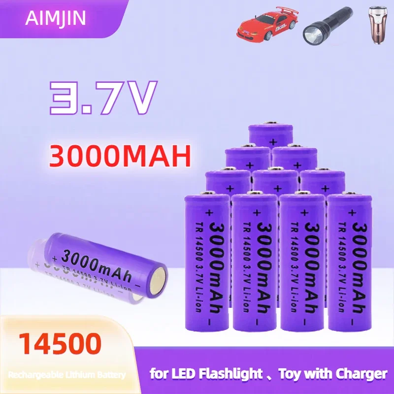 

NEW 3.7V 3000mAh NEW 14500 Lithium Battery Rechargeable Batteries Can Welding Nickel Sheet Bateria For Torch LED Flashlight Toy