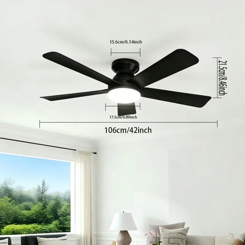 42 52 Inch Ceiling Fans With Lights Led 3 Color 6 Speeds DC Motor Fans Remote Control Low Floor Decorative Fans With Lighting