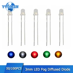 50/100pcs 3mm LED Diode Fog Diffused Light Emitting Diodes Multicolour Red Yellow Blue Green White Lighting Bulb Lamps 2-3.2v