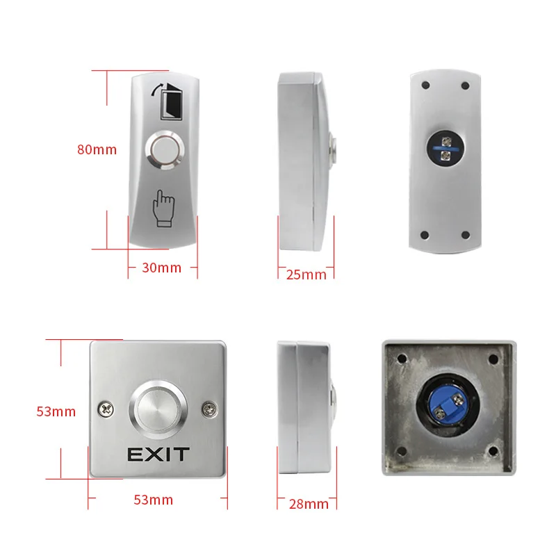 NO/COM Zinc Alloy Exit Button Switch Push Exit Button Door Release Switch for Access Control System