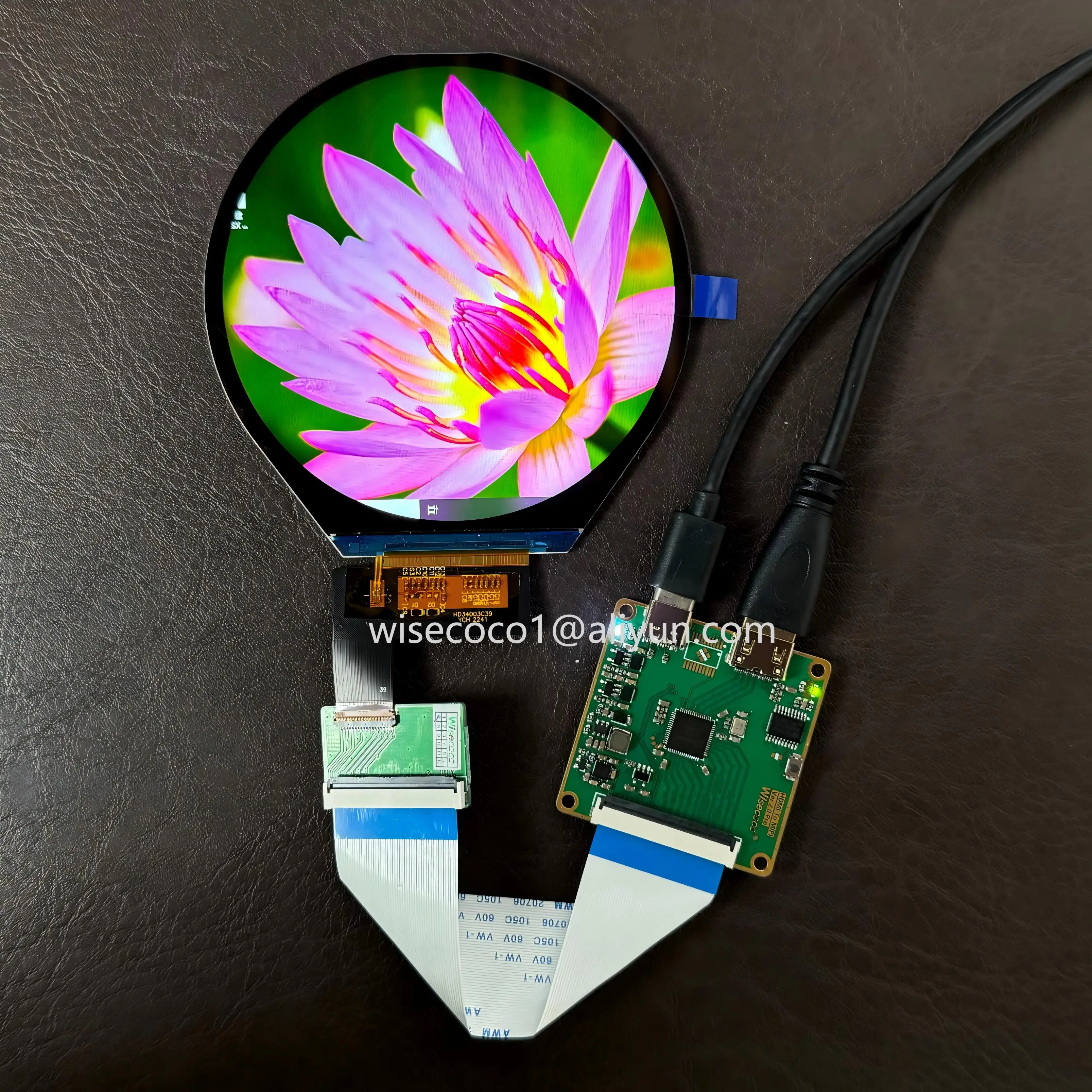 3.4 Inch Round Display Kit 800×800 IPS LCD Circular Screen Driver Board for Windows PC Raspberry Pi Industrial Dashboard